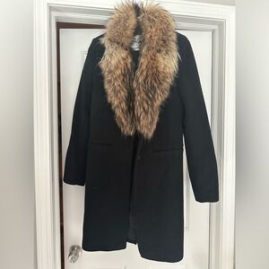 SAM Crosby Wool Coat with Fur Trim
